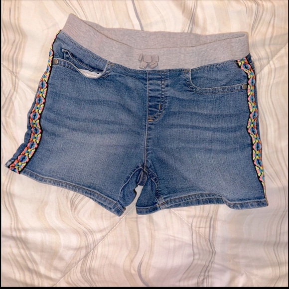 Lands' End Blue Jean Shorts with Multicolor Trim - Picture 1 of 6